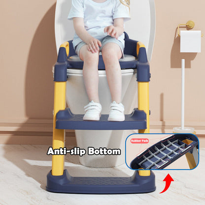 2 in 1 Foldable Potty Training Toilet Seat & Ladder | Soft Cushion & Anti-Slip